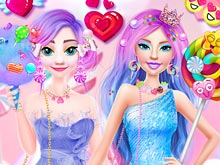 Barbie and Elsa in Candyland