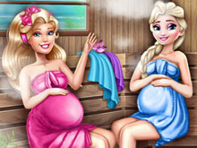 Barbie and Elsa Pregnant Sauna