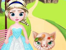 Little Elsa Save Stray Cat