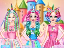 Princesses Rainbow Unicorn Hair Salon