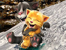 Talking Tom and Ginger Sledging